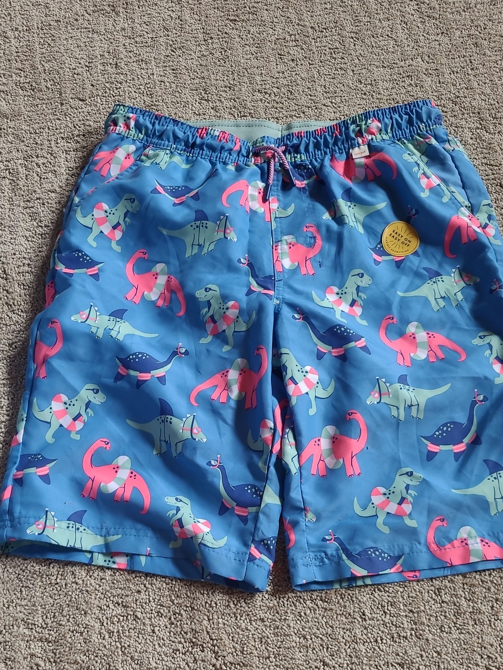 Cat & Jack Blue Swim Shorts with Pink & Mint Dinosaur Print